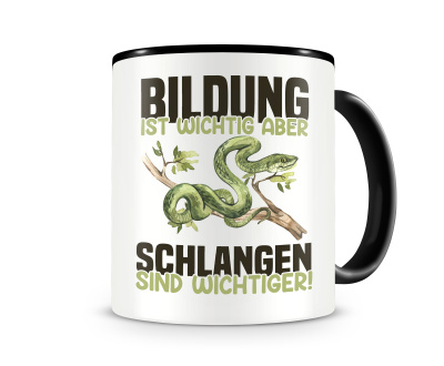 Tasse mit dem Motiv Bildung Wichtig Schlangen Wichtiger