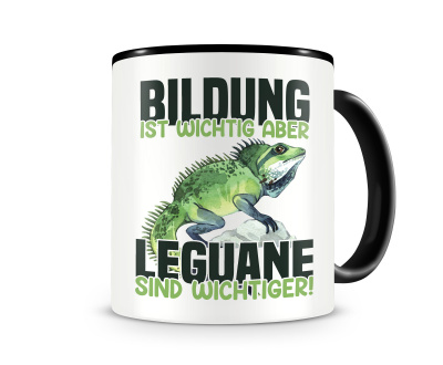 Tasse mit dem Motiv Bildung Wichtig Leguane Wichtiger
