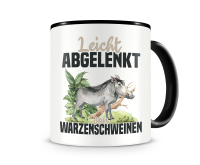 Tasse mit dem Motiv Leicht abgelenkt von Warzenschweinen