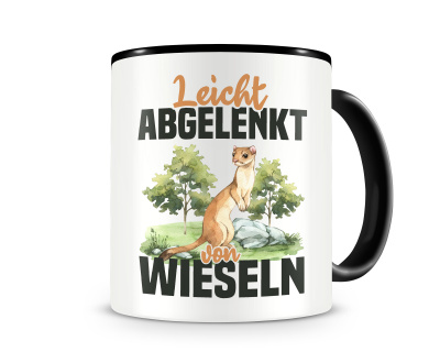 Tasse mit dem Motiv Leicht abgelenkt von Wieseln