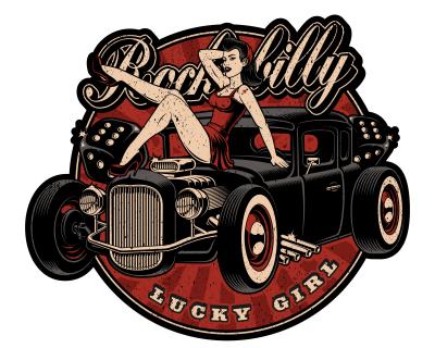 Rockabilly Hot Rod Aufkleber