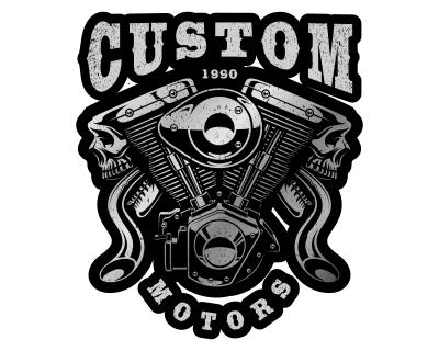 Custom Motor Motorblock Aufkleber
