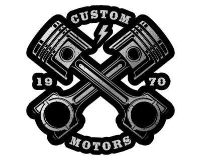 Custom Motors Kolben Aufkleber