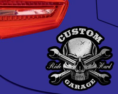 Custom Garage Ride Hard Aufkleber - Ansicht 3