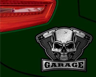 Garage Skull Motorblock Aufkleber - Ansicht 3