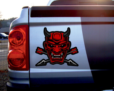 Hannya Oni Samurai Maske Aufkleber - Ansicht 2
