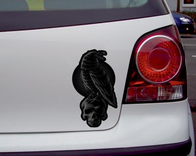 Rabe mit Totenkopf Aufkleber - Ansicht 2