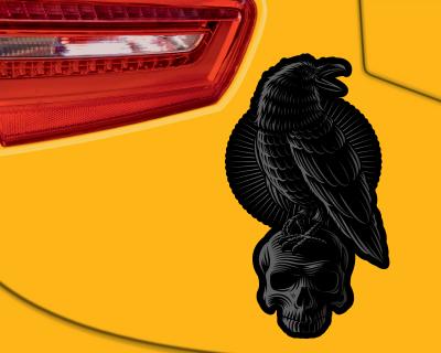 Rabe mit Totenkopf Aufkleber - Ansicht 3