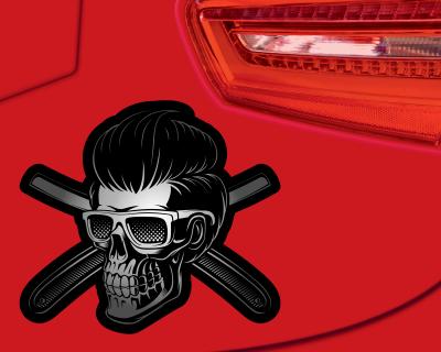 Barber Skull Totenkopf Aufkleber - Ansicht 3