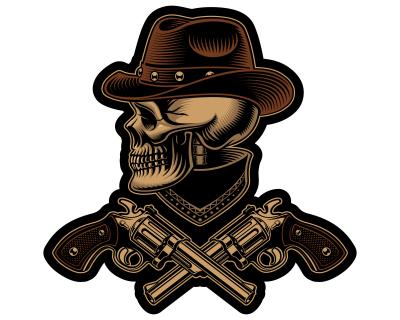 Cowboy Skull Totenkopf Aufkleber