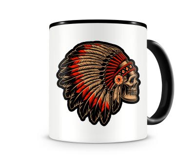 Tasse mit dem Motiv Indian Chief Skull Totenkopf