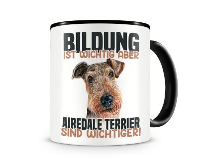 Tasse mit dem Motiv Bildung Wichtig Airedale Terrier Wichtiger