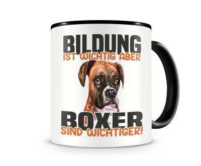 Tasse mit dem Motiv Bildung Wichtig Boxer Wichtiger