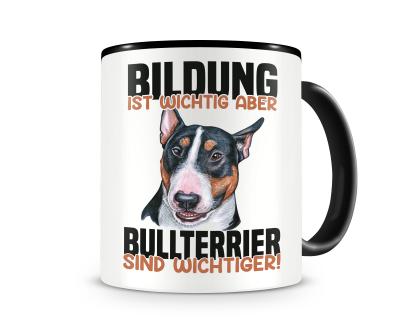 Tasse mit dem Motiv Bildung Wichtig Bullterrier Wichtiger