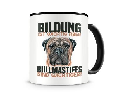 Tasse mit dem Motiv Bildung Wichtig Bullmastiff Wichtiger
