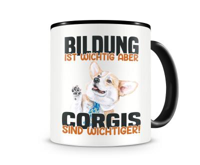 Tasse mit dem Motiv Bildung Wichtig Corgis Wichtiger