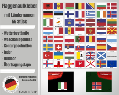 Aufkleber Set Europa Flaggen mit L�ndernamen unter der Flagge - Ansicht 2