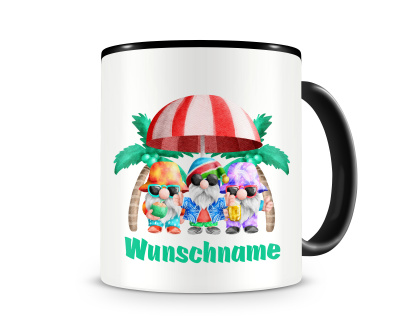 Tasse mit dem Motiv Gnom Party unter Palmen