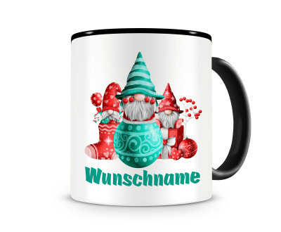 Tasse mit dem Motiv Gnom auf Weihnachtskugel