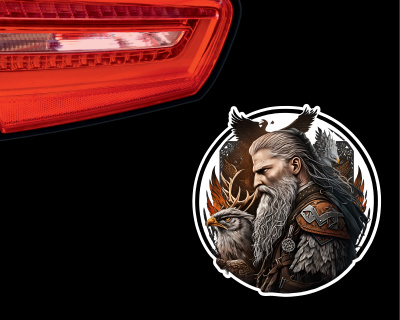 Wikinger mit Adler Aufkleber - Ansicht 3