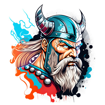 Buntes Wandtattoo  Wikinger Thor 