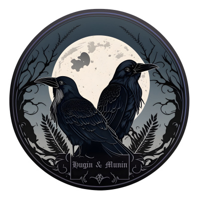 Buntes Wandtattoo  Hugin und Munin 