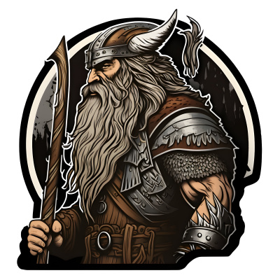 Buntes Wandtattoo  Viking Jarl 