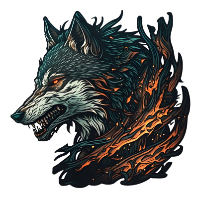 Buntes Wandtattoo  Fenrir 