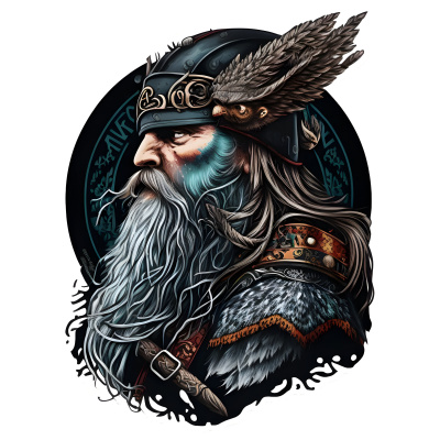 Buntes Wandtattoo  Old Viking 