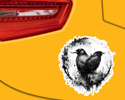 Hugin und Munin Raben Krähen Aufkleber - Ansicht 3