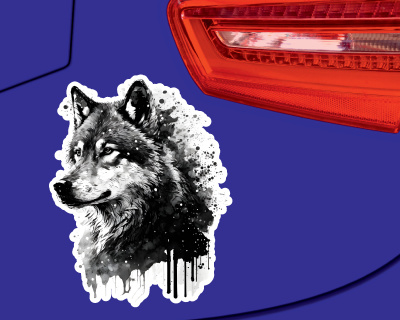 Wilder Wolf  Aufkleber - Ansicht 3