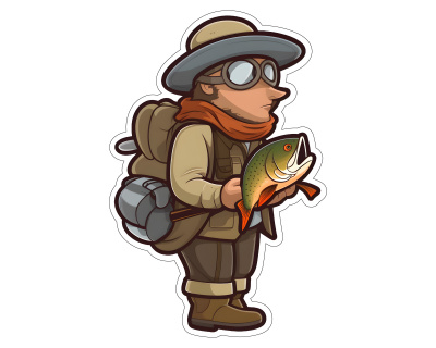 Cartoon Angler Aufkleber