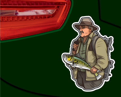 Angler mit Beute Aufkleber - Ansicht 3