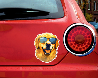 Golden Retriever mit Sonnenbrille Aufkleber - Ansicht 2