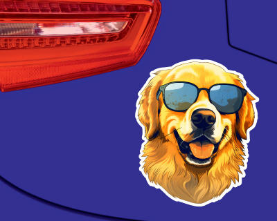 Golden Retriever mit Sonnenbrille Aufkleber - Ansicht 3