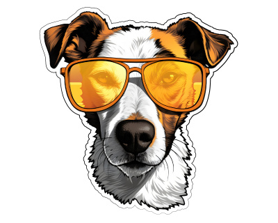 Jack Russell Terrier mit Sonnenbrille Aufkleber