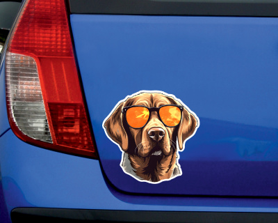 Labrador Retriever  mit Sonnenbrille Aufkleber - Ansicht 2