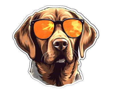 Labrador Retriever  mit Sonnenbrille Aufkleber
