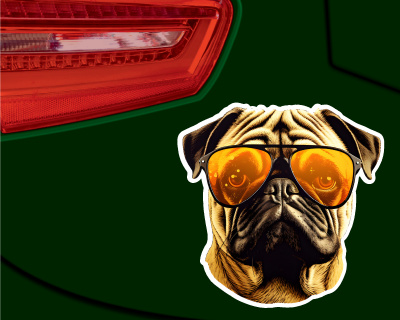 Mops mit Sonnenbrille Aufkleber - Ansicht 3