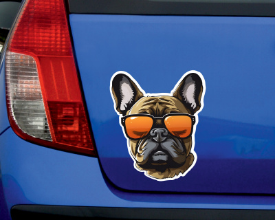 Franzsische Bulldogge mit Sonnenbrille Aufkleber - Ansicht 2