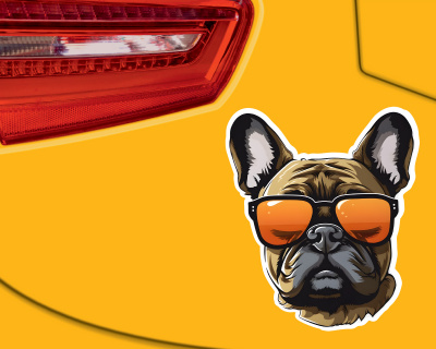 Franzsische Bulldogge mit Sonnenbrille Aufkleber - Ansicht 3