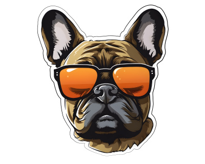 Franzsische Bulldogge mit Sonnenbrille Aufkleber
