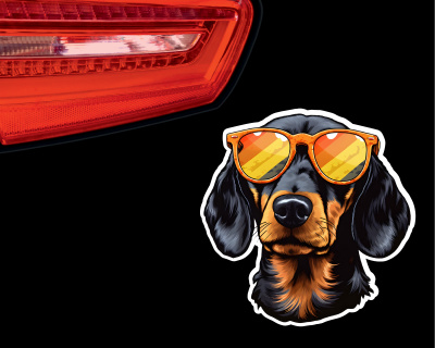 Dackel mit Sonnenbrille Aufkleber - Ansicht 3