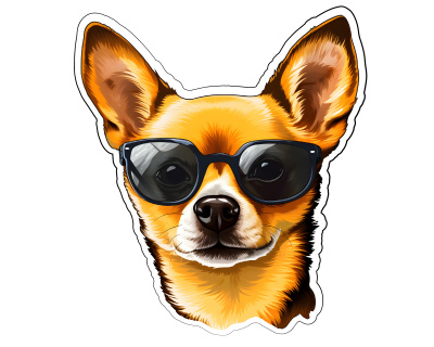 Chihuahua mit Sonnenbrille Aufkleber