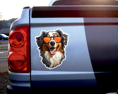 Australian Shepard mit Sonnenbrille Aufkleber - Ansicht 2