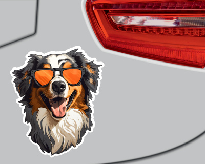 Australian Shepard mit Sonnenbrille Aufkleber - Ansicht 3