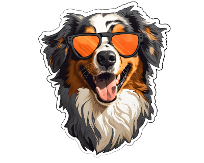 Australian Shepard mit Sonnenbrille Aufkleber