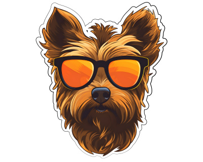 Yorkshire Terrier mit Sonnenbrille Aufkleber