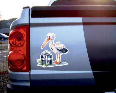 Storch mit Geschenk Aufkleber - Ansicht 2