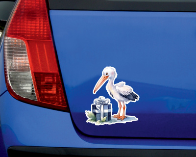 Storch mit Geschenk Aufkleber - Ansicht 3